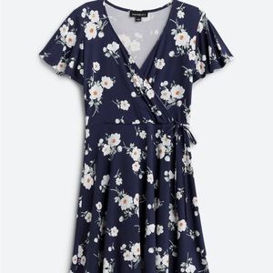 Fortune & Ivy Wrap Floral Navy Dress